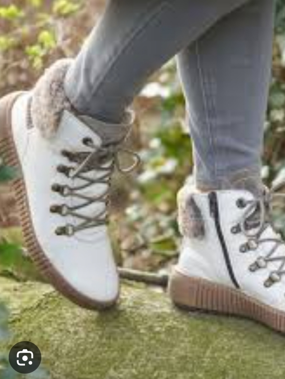 Josef Seibel White & Brown Faux Fur Lace-Up Ankle Boots_38